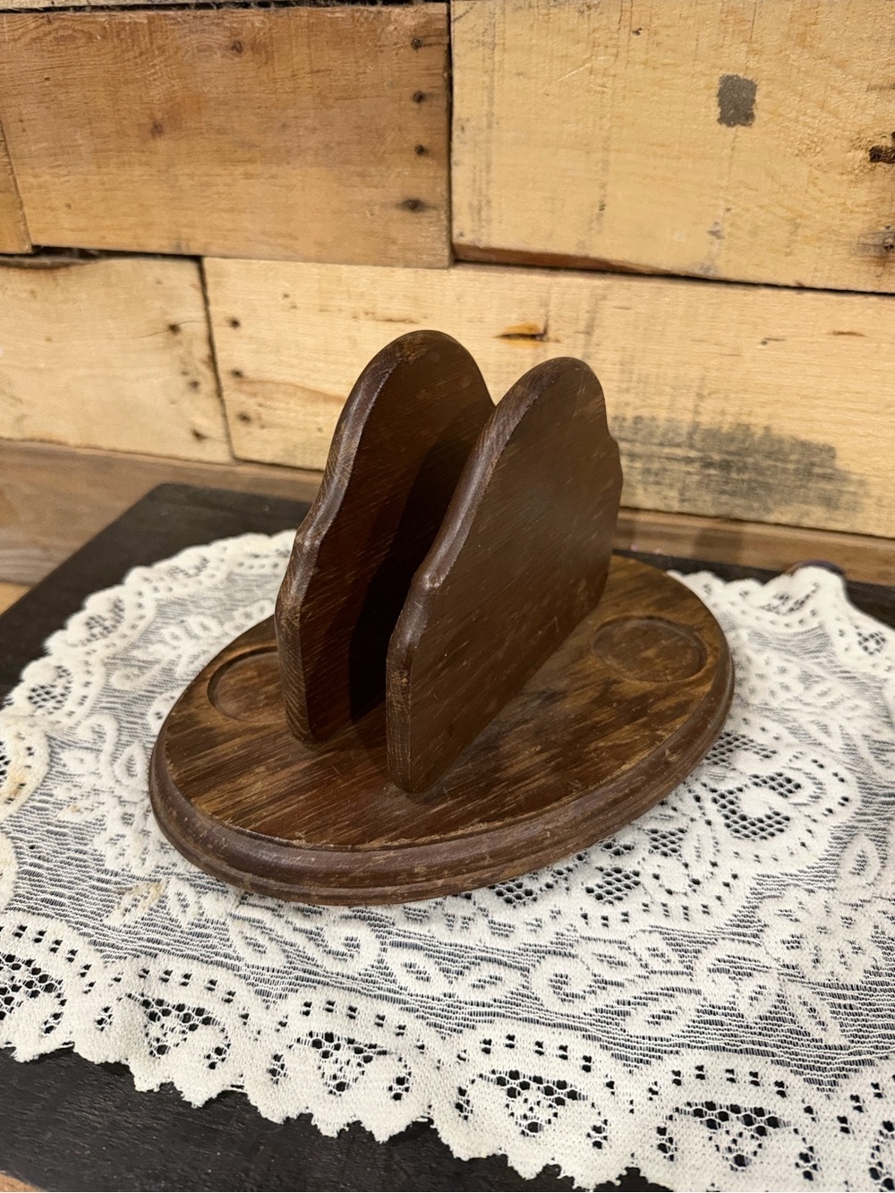 Rustic Wooden Letter or Napkin Holder - Brown